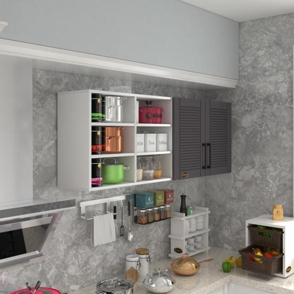 Kenzlife hazır mutfak dolabı patlıcan60 gri mod2 60*160*32 mebran kapak suntalam gövde - Image 1