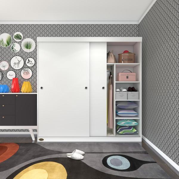 Kenzlife gardırop sürgülü kapaklı kapılı 180 papatya byz gardolap dolap - Image 1