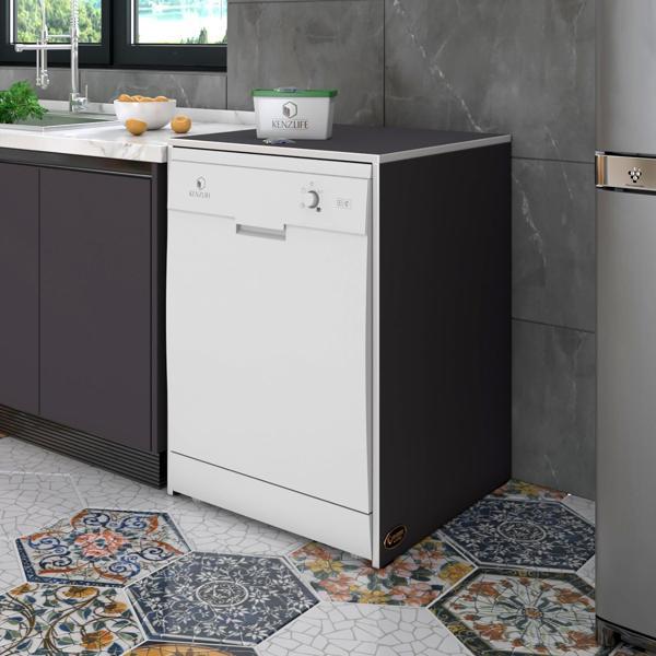Kenzlife bulaşık&çamaşır&kurutma makinesi dolabı berfu gri 90*70*60 banyo ofis - Image 1