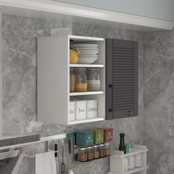 Kenzlife hazır mutfak dolabı roka90 gri mod2 90*080*32 mebran kapak suntalam gövde - Image 1