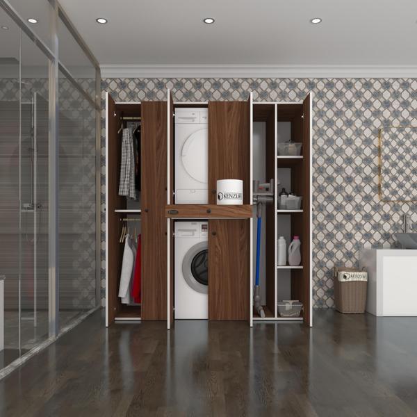 Kenzlife çamaşır-kurutma makinesi dolabı ve giysi dolabı çekmeceli ebuzer sağ raf cvz 187*160*60  banyo - Image 1