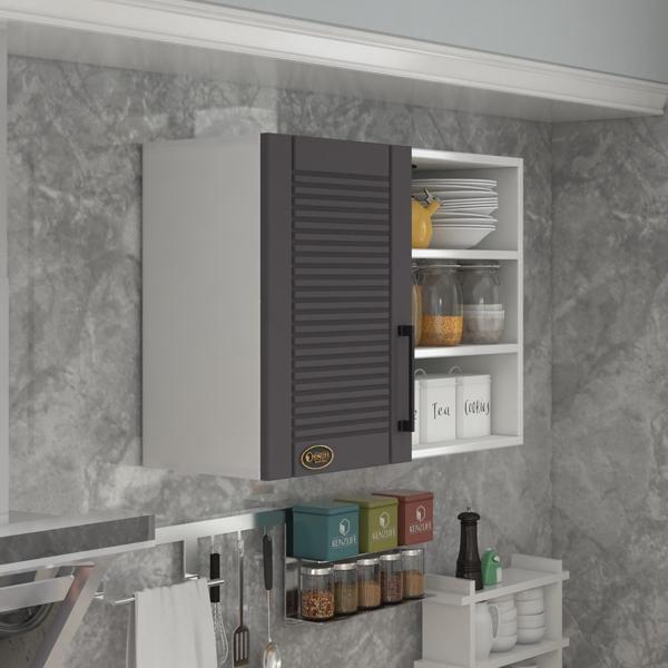 Kenzlife hazır mutfak dolabı tere90 gri mod2 90*080*32 mebran kapak suntalam gövde - Image 1