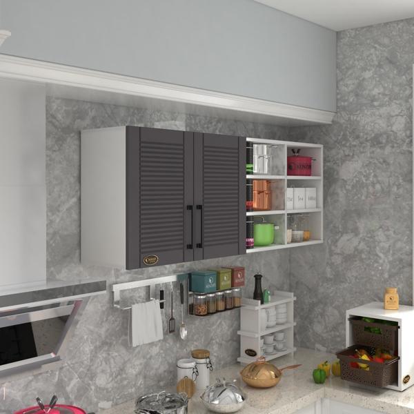 Kenzlife hazır mutfak dolabı zencefil60 gri mod2 60*160*32 mebran kapak suntalam gövde - Image 1