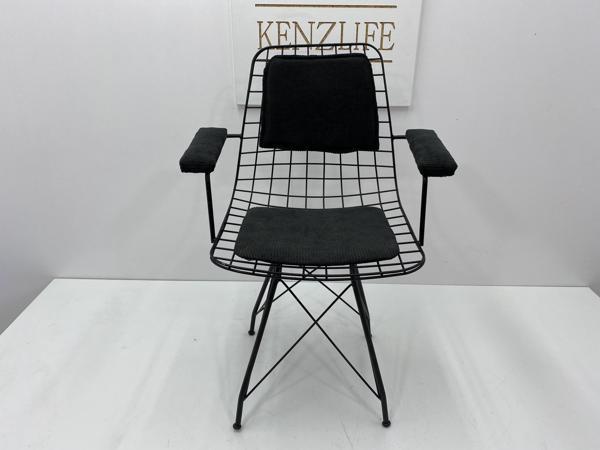 Knsz kafes tel sandalyesi 1 li mazlum syhsiyah çizgili kumaş kolçaklı sırt minderli ofis cafe bahçe mutfak - Image 1