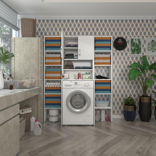 Kenzlife çamaşır makinesi dolabı hayzummaksdublemdf byz 180*126*55 % 100 mdf full mdf banyo kiler çift kapaklı arkalıklı - Image 1