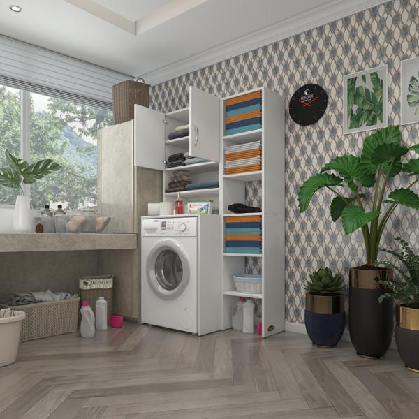 Kenzlife çamaşır makinesi dolabı hayzummaksmdf byz 180*096*55 % 100 mdf full mdf banyo kiler çift kapaklı arkalıklı - Image 1