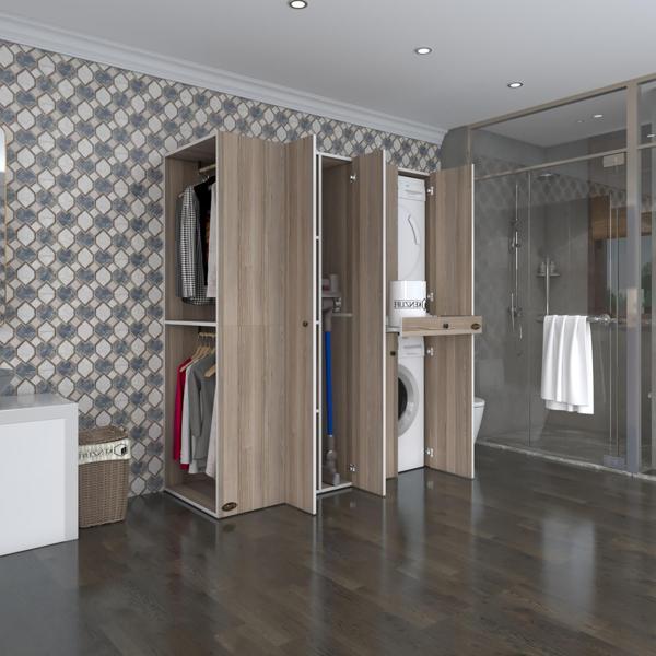 Kenzlife çamaşır-kurutma makinesi dolabı ve giysi dolabı çekmeceli eşari sol crd 187*160*60  banyo - Image 1