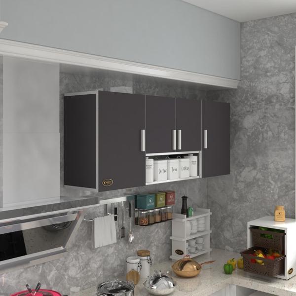 Kenzlife hazır mutfak floro32 gri 060*150*32 mutfak banyo dolabı kapaklı raflı - Image 1