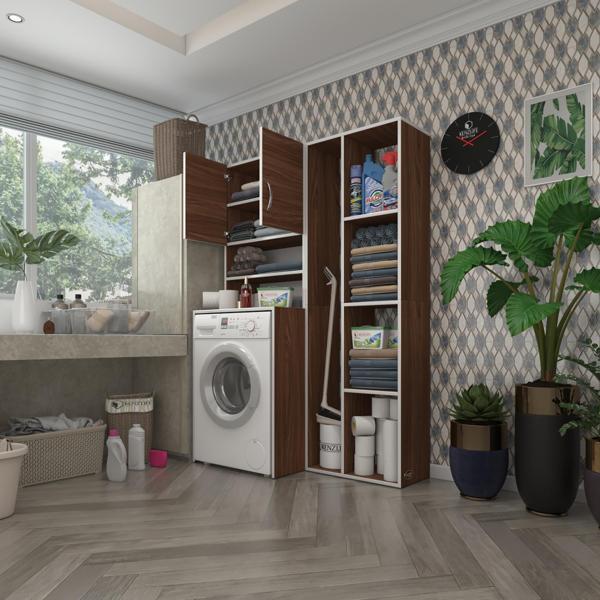 Kenzlife çamaşır makinesi dolabı hayzumsüpürge cvz 180*126*55 banyo kiler çift kapaklı arkalıklı  - Image 1