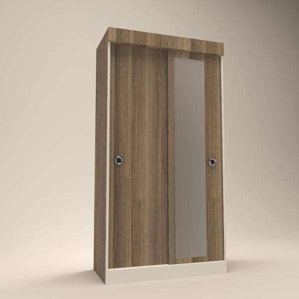 Kenzlife gardırop sürgülü kapaklı kapılı karanfil090 crd aynalı gardolap dolap - Image 1