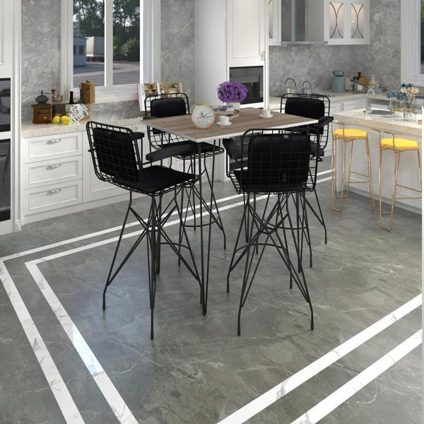 Knsz masa sandalye takımı hem105zengin crdsyh 130*070 4 sandalye syhsyh kolçaklı sırt minderli - Image 1