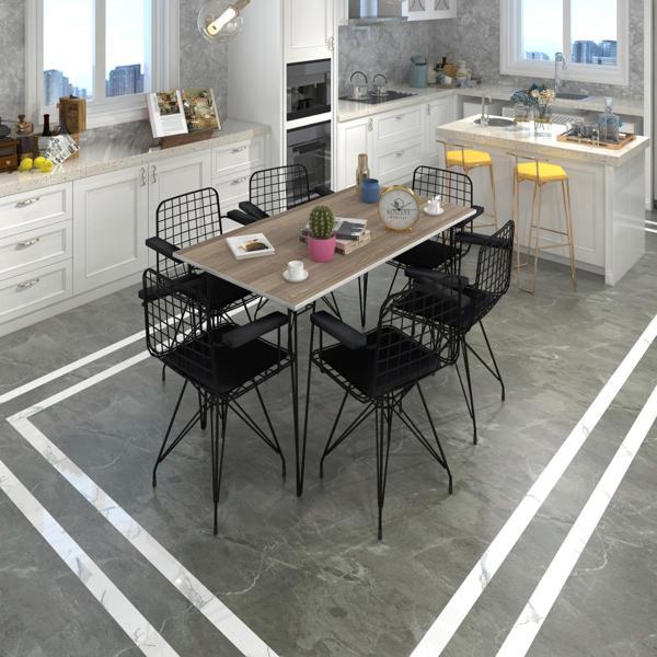 Knsz masa sandalye takımı hem75mazlum crdsyh 130*070 klç 6 sandalye syhsyh kolçaklı - Image 1