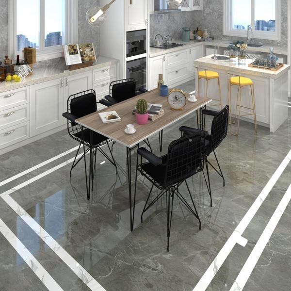 Knsz masa sandalye takımı hem75mazlum crdsyh 130*070 klçsm 4 sandalye syhsyh kolçaklı sırt minderli - Image 1
