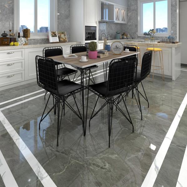 Knsz masa sandalye takımı hem75mazlum crdsyh 130*070 sm 6 sandalye syhsyh sırt minderli - Image 1