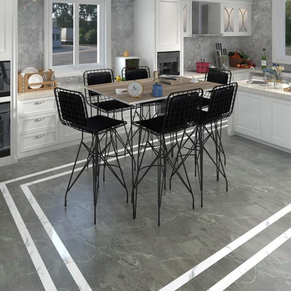Knsz masa sandalye takımı hem105zengin crdsyh 130*070 6 sandalye syhsyh sırt minderli - Image 1