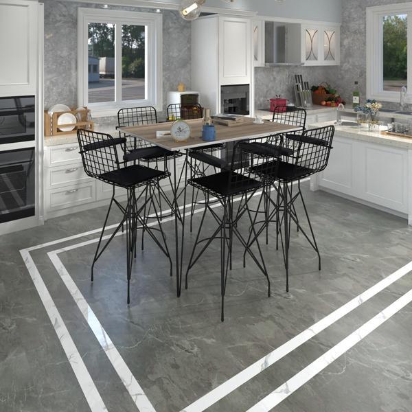 Knsz masa sandalye takımı hem105zengin crdsyh 130*090 6 sandalye syhsyh kolçaklı - Image 1