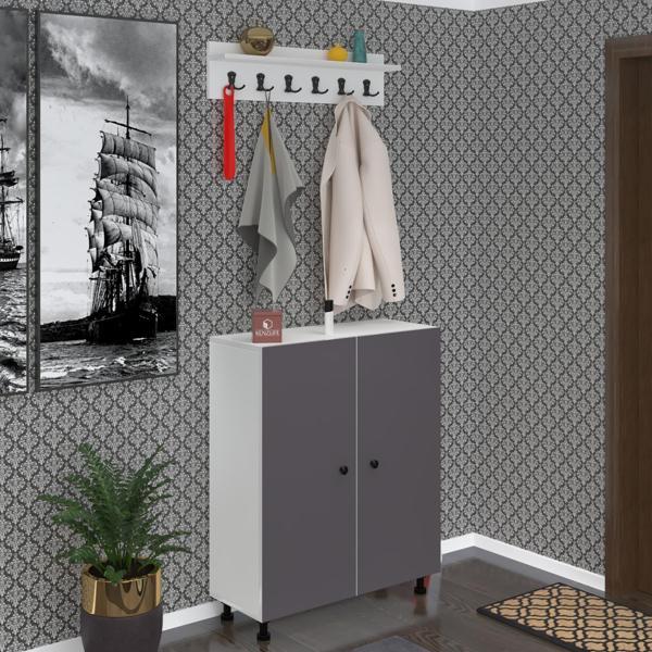Kenzlife portmanto ayakkabılık ve askılık edik6 gribyz 98*080*32 yirmidört çift ayakkabı kapasitesi - Image 1