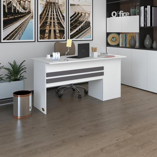 Kenzlife ofis masası kamikaze byz sol 75*140*80 raflı dolap şeritli bilgisayar çalışma masası - Image 1