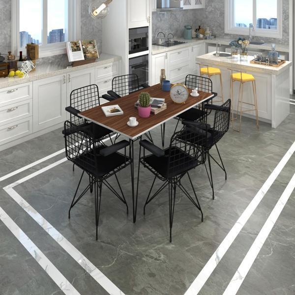 Knsz masa sandalye takımı hem75mazlum cvzsyh 130*090 klç 6 sandalye syhsyh kolçaklı - Image 1
