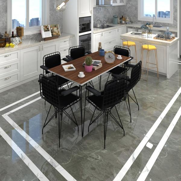 Knsz masa sandalye takımı hem75mazlum cvzsyh 130*090 klçsm 6 sandalye syhsyh kolçaklı sırt minderli - Image 1