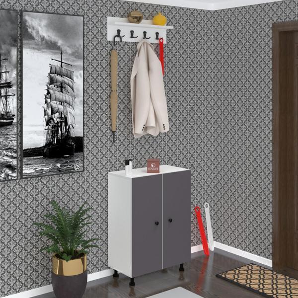 Kenzlife portmanto ayakkabılık ve askılık kalçın5 gribyz 83*060*32 onbeş çift ayakkabı kapasitesi - Image 1