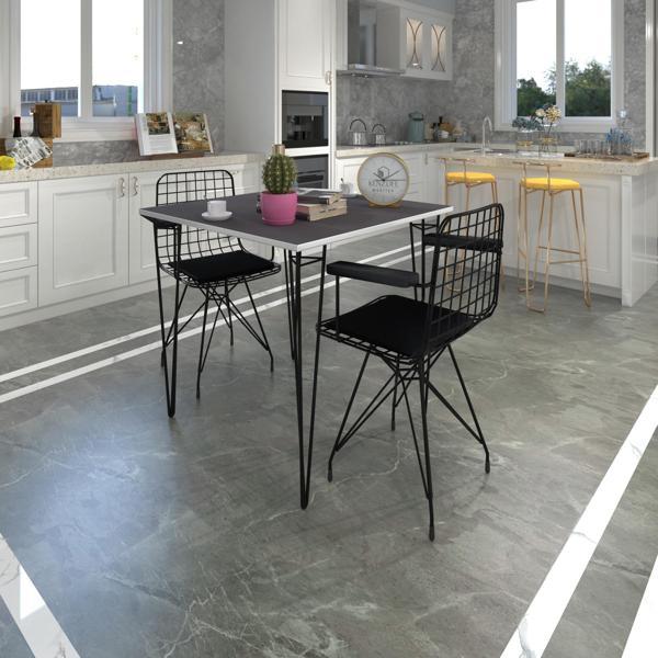 Knsz masa sandalye takımı hem75mazlum grisyh 060*060 klç 2 sandalye syhsyh kolçaklı - Image 1
