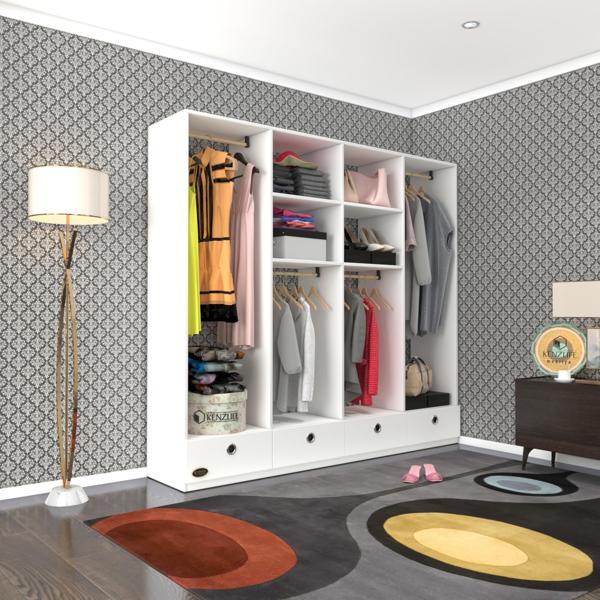 Kenzlife giysi dolabı 4 bölmeli 4 çekmeceli kamil 182*200*42 byz dolap kapaksız - Image 1