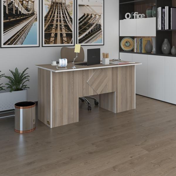 Kenzlife ofis masası kuma kengo crd 75*170*80 raflı dolap çiftli eşkenar bilgisayar çalışma masası - Image 1