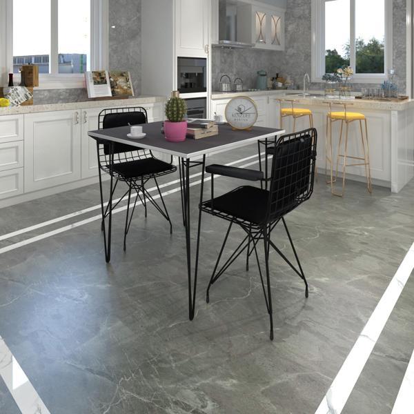 Knsz masa sandalye takımı hem75mazlum grisyh 070*070 klçsm 2 sandalye syhsyh kolçaklı sırt minderli - Image 1