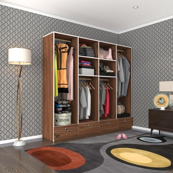 Kenzlife giysi dolabı 4 bölmeli 4 çekmeceli kamil 182*200*42 cvz dolap kapaksız - Image 1