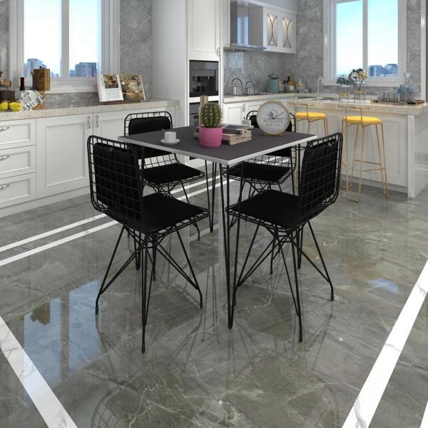 Knsz masa sandalye takımı hem75mazlum grisyh 080*080 sm 4 sandalye syhsyh sırt minderli - Image 1