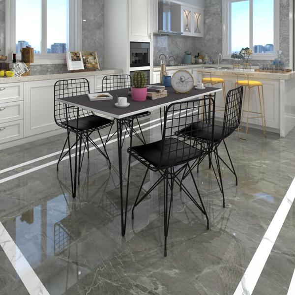 Knsz masa sandalye takımı hem75mazlum grisyh 130*070 4 sandalye syhsyh - Image 1