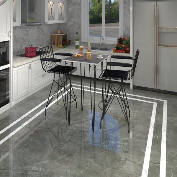 Knsz masa sandalye takımı hem105zengin grisyh 060*060 2 sandalye syhsyh kolçaklı - Image 1