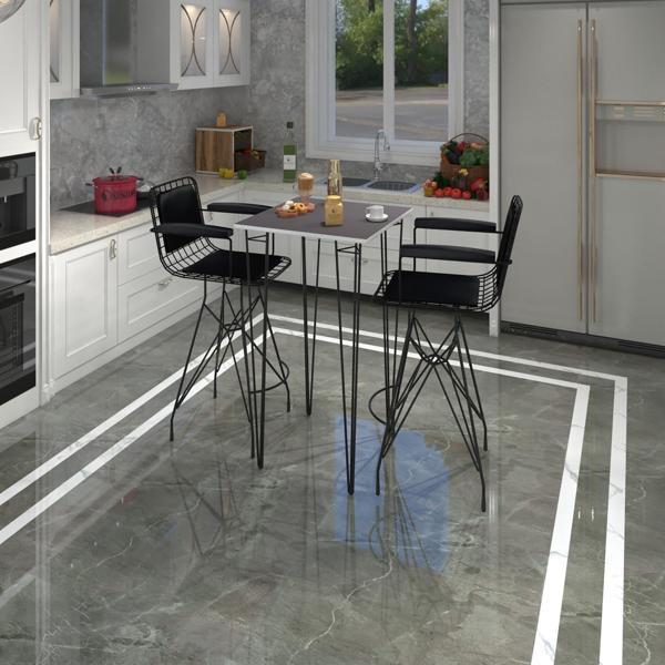 Knsz masa sandalye takımı hem105zengin grisyh 060*060 2 sandalye syhsyh kolçaklı sırt minderli - Image 1