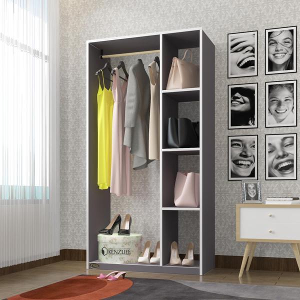 Kenzlife giysi dolabı alpaslan 175*90*40 gri gardırop - Image 1