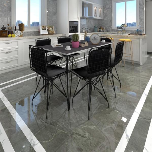 Knsz masa sandalye takımı hem75mazlum grisyh 130*070 sm 6 sandalye syhsyh sırt minderli - Image 1