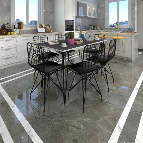 Knsz masa sandalye takımı hem75mazlum grisyh 130*090 6 sandalye syhsyh - Image 1