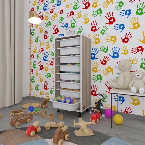 Kenzlife sepetli mutfak dolabı ruberu crd 110x45x30 banyo oyuncak çamaşır beyaz 8 li sepet - Image 1