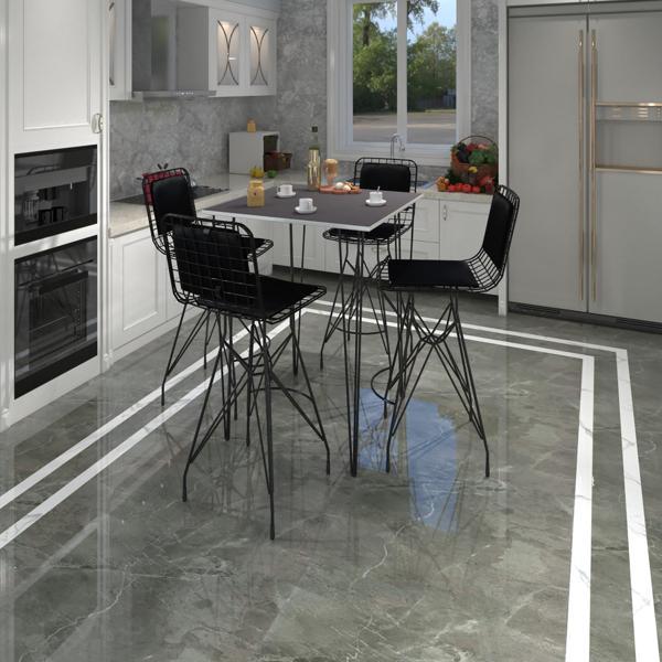 Knsz masa sandalye takımı hem105zengin grisyh 080*080 4 sandalye syhsyh sırt minderli - Image 1