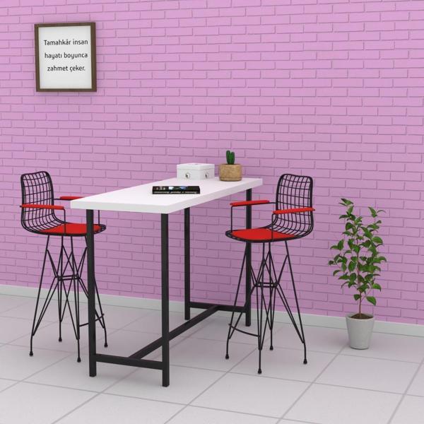 Knsz kafes tel bar sandalyesi 1 li zengin syhkrm kolçaklı 75 cm oturma yüksekliği ofis cafe bahçe mutfak - Image 1