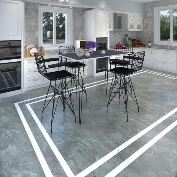 Knsz masa sandalye takımı hem105zengin grisyh 100*070 4 sandalye syhsyh kolçaklı - Image 1