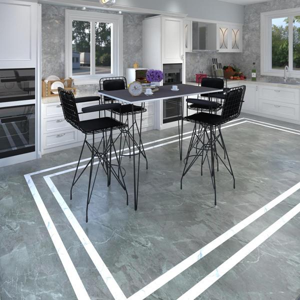 Knsz masa sandalye takımı hem105zengin grisyh 100*070 4 sandalye syhsyh kolçaklı sırt minderli - Image 1