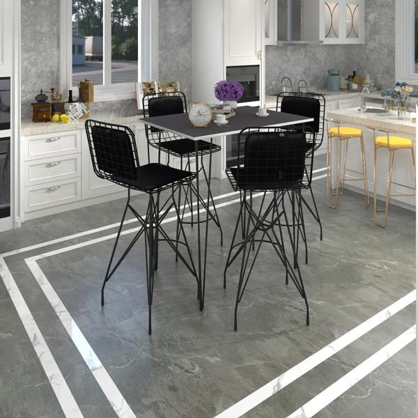 Knsz masa sandalye takımı hem105zengin grisyh 100*070 4 sandalye syhsyh sırt minderli - Image 1