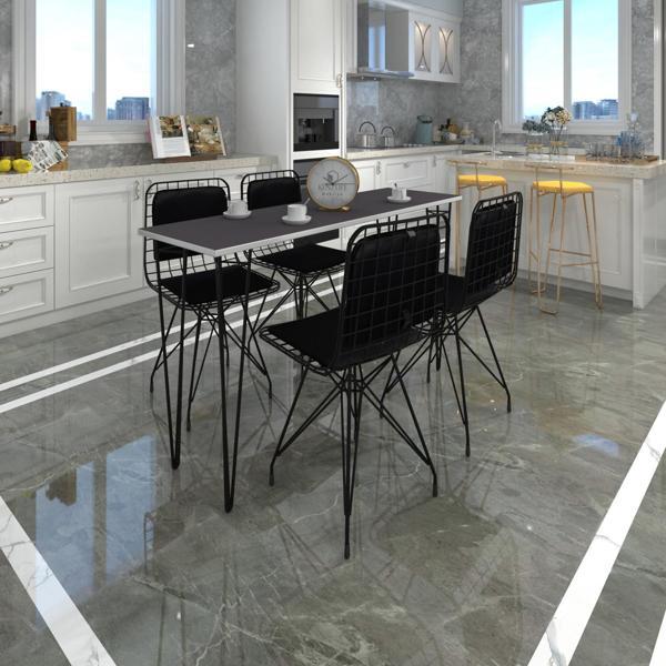 Knsz masa sandalye takımı hem75mazlum grisyh 140*040 sm 4 sandalye syhsyh sırt minderli - Image 1