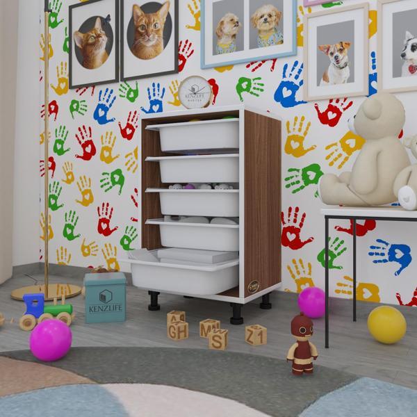 Kenzlife sepetli mutfak dolabı ruberu cvz 074x45x30 banyo oyuncak çamaşır beyaz 5 li sepet - Image 1