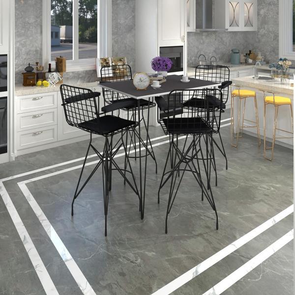 Knsz masa sandalye takımı hem105zengin grisyh 130*070 4 sandalye syhsyh kolçaklı - Image 1