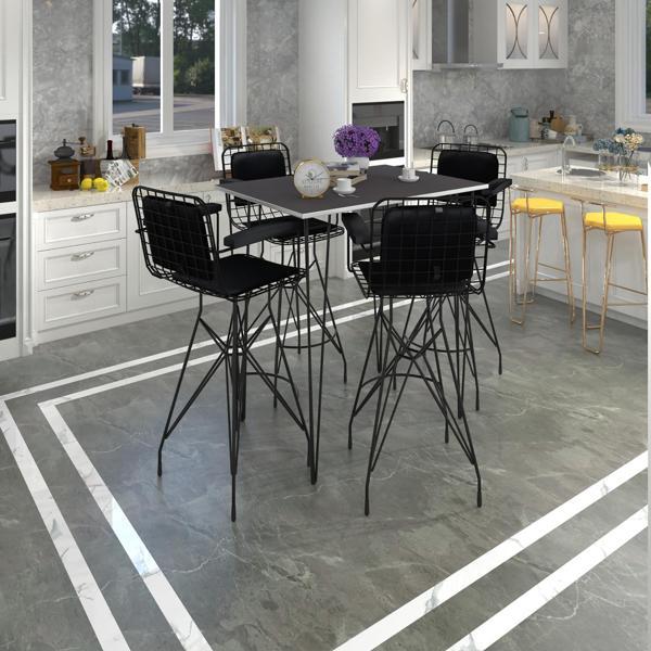 Knsz masa sandalye takımı hem105zengin grisyh 130*070 4 sandalye syhsyh kolçaklı sırt minderli - Image 1