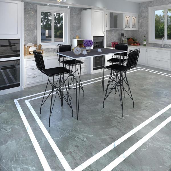 Knsz masa sandalye takımı hem105zengin grisyh 130*070 4 sandalye syhsyh sırt minderli - Image 1