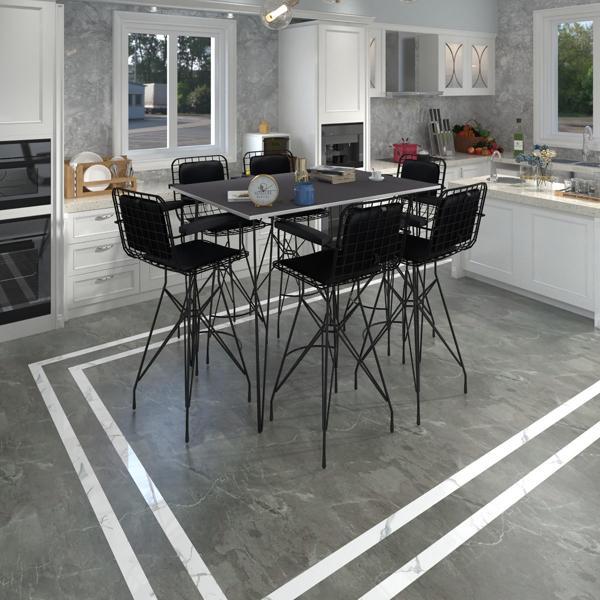 Knsz masa sandalye takımı hem105zengin grisyh 130*070 6 sandalye syhsyh kolçaklı sırt minderli - Image 1
