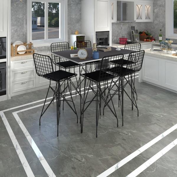 Knsz masa sandalye takımı hem105zengin grisyh 130*090 6 sandalye syhsyh - Image 1